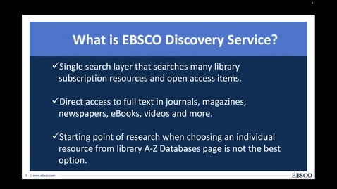 Thumbnail for entry What is EBSCO Discovery Service (EDS) - Clip of Accessibility Demo of EBSCO Discovery Service