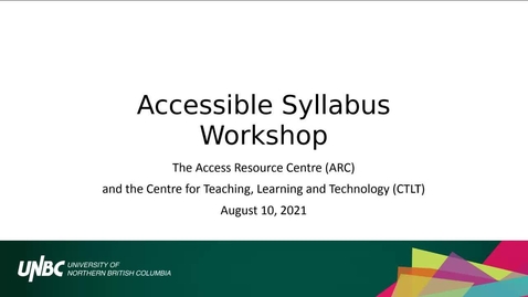 Thumbnail for entry Accessible Syllabus Workshop - August 10 2021