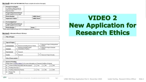 Thumbnail for entry New Application Form - Research Plans and Study Specifications