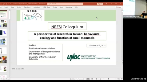 Thumbnail for entry NRESi Colloquium - October 20th, 2023 - Dr. Ian Best