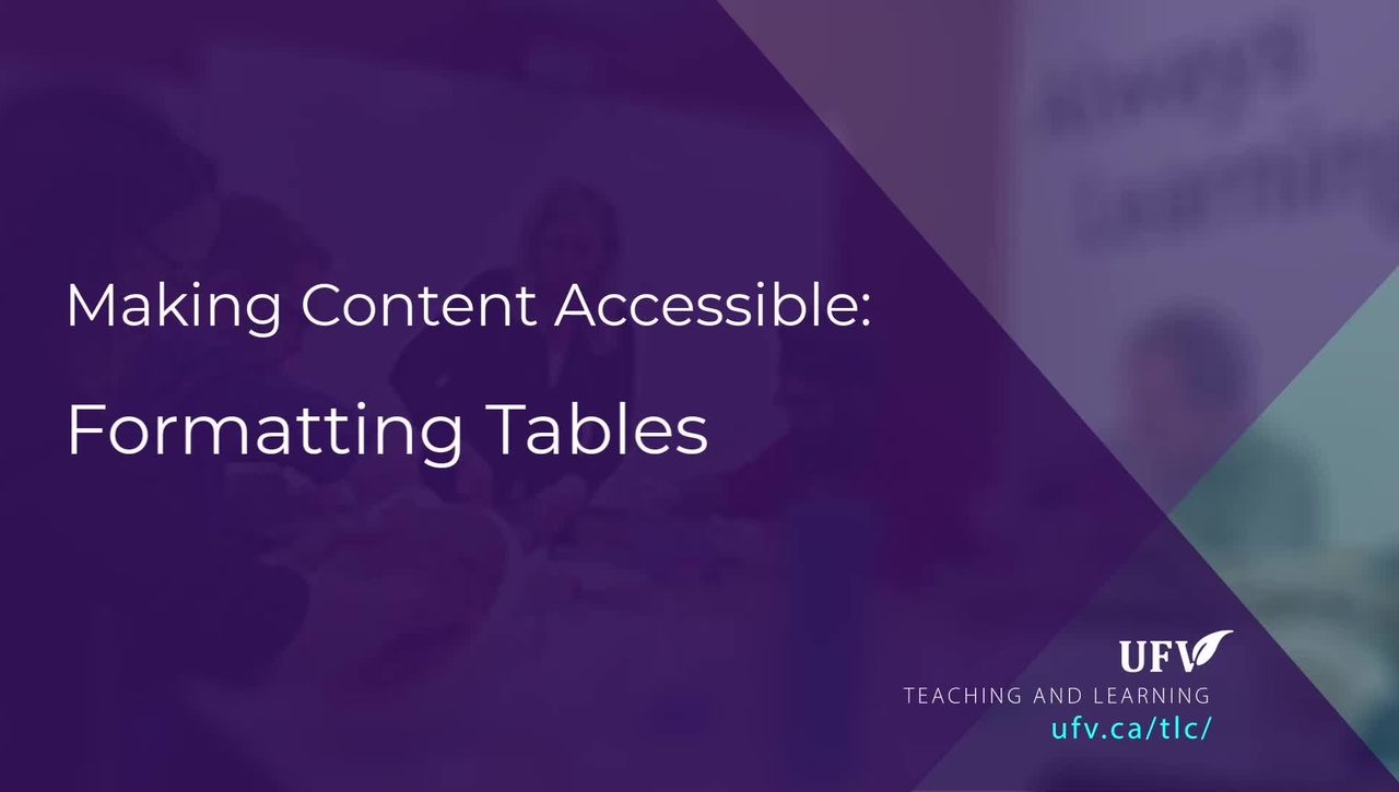 Making Content Accessible - Formatting Tables