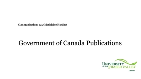 Thumbnail for entry Searching Government of Canada Publications