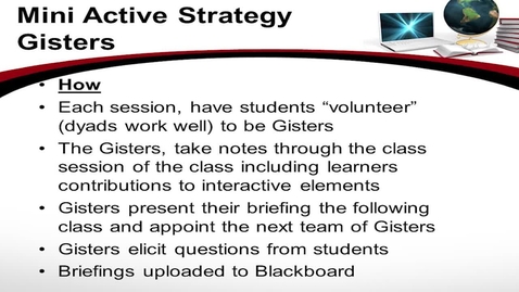 Thumbnail for entry Mini Active Learning Strategies - Gisters