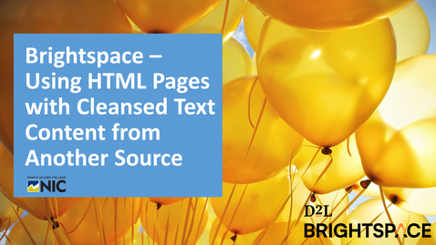 Thumbnail for entry Brightspace - Using HTML Pages with Cleansed Text Content from Another Source