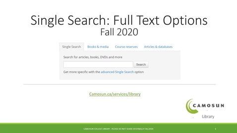Thumbnail for entry Single Search Full Text Options Fall2020