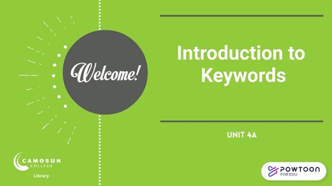 Thumbnail for entry Unit 4a : Introduction to keywords (5:13)