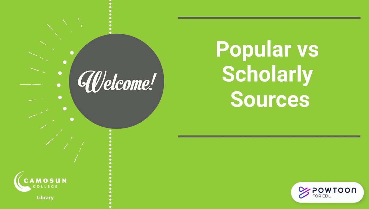Unit 2A: Popular and scholarly sources (2:33)