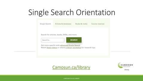 Thumbnail for entry Single Search Orientation (updated Nov 2021)
