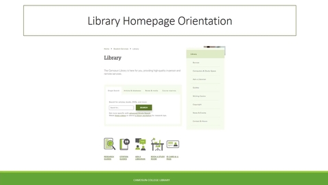 Thumbnail for entry Library Homepage Orientation  November 2021