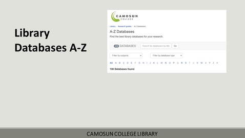 Thumbnail for entry Library Databases A-Z