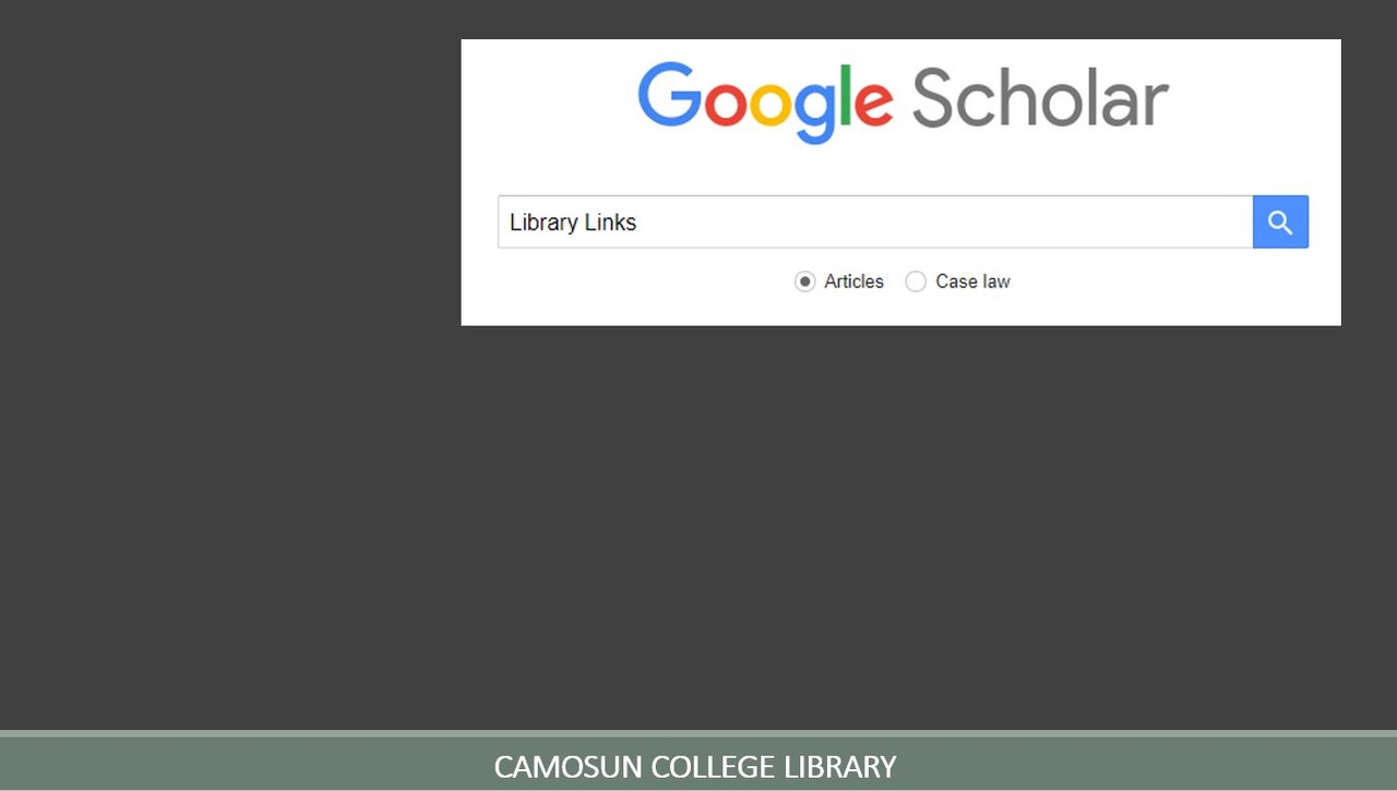 Adding Camosun Library links to Google Scholar Results