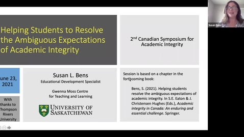 Thumbnail for entry Dr. Susan Bens, Resolving the Ambiguous Expectations of Academic Integrity