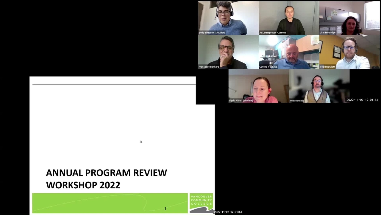 Annual Program Review workshop, Nov 7 2022