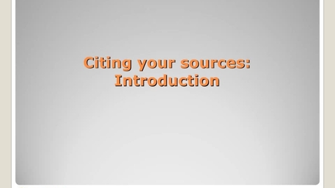 Thumbnail for entry Citing Your Sources: Introduction - Avoiding Plagiarism Tutorial