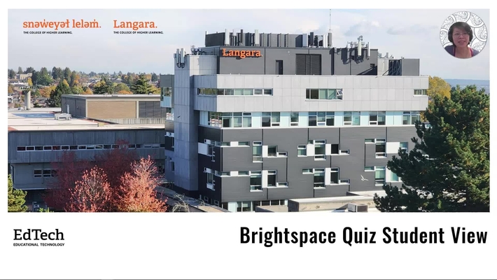 Brightspace Quiz Student View