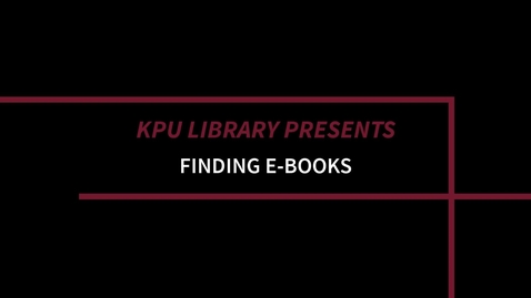 Thumbnail for entry Finding E-books