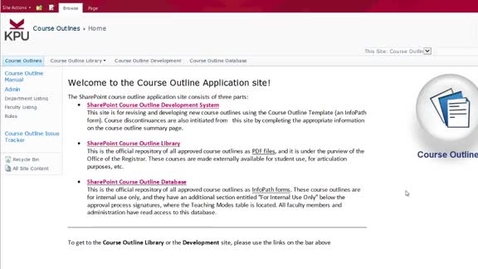 Thumbnail for entry KPU Course Outlines: the SharePoint course outline database