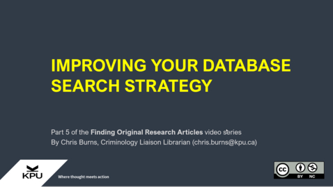 Thumbnail for entry CRIM Methods 5-Improving your database search strategy
