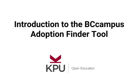 Thumbnail for entry The BCcampus Open Textbook Adoption Finder