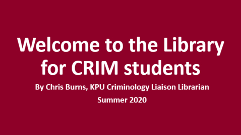Thumbnail for entry CRIM: Welcome to the Library