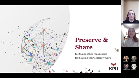 Thumbnail for entry Preserve and Share - KORA and other repositories for housing your scholarly work