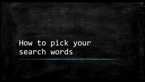 Thumbnail for entry How to Pick Your Search Words - Psychology