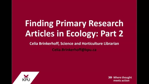 Thumbnail for entry Primary Research Articles in Ecology Pt. 2: Searching