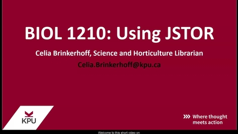 Thumbnail for entry Biology 1210: Searching JSTOR for Articles on Catalase and pH