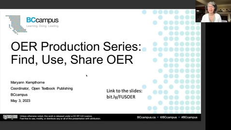 Thumbnail for entry OER Production Series: Find, Use, Share (May 3, 2023)
