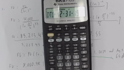 Thumbnail for entry MATH150 10 - 3 Using financial calculator for Days Between Dates (q3).avi