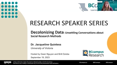 Thumbnail for entry Research Speaker Series – Decolonizing Data: Unsettling Conversations about Social Research Methods (Sep. 19, 2023)