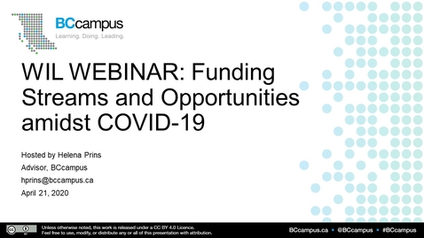 Thumbnail for entry WIL: Funding Streams and Opportunities in times of COVID19 - April 21, 2020