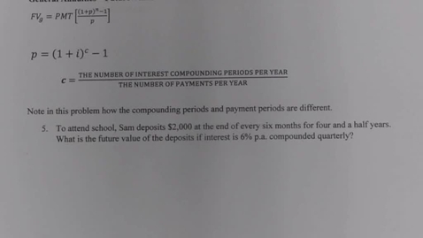 Thumbnail for entry MATH150 5 - 2 General Annuities Future and Present Value (qs 5 to 8).avi