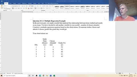 Thumbnail for entry Question 10.1.1 Multiple Regression Example