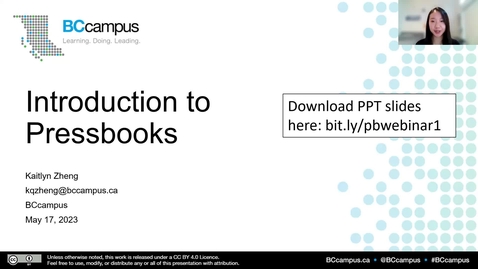 Thumbnail for entry OER Production Series: Introduction to Pressbooks (May 17, 2023)