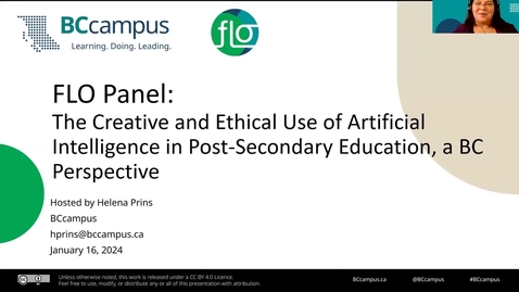 Thumbnail for entry FLO Panel: The Creative and Ethical Use of Artificial Intelligence in Post-Secondary Education — a B.C. Perspective (Jan. 16, 2024)