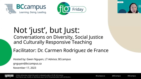Thumbnail for entry FLO Friday: Not ‘just’, but Just: Conversations on Diversity, Social Justice, and Culturally Responsive Teaching (Nov. 17, 2023)