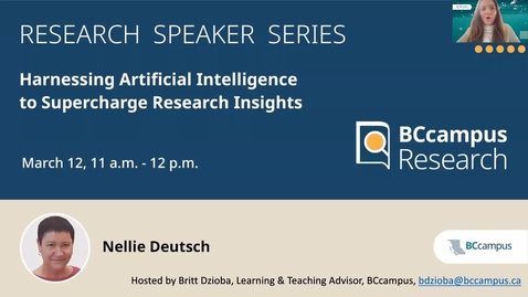 Thumbnail for entry Research Speaker Series – Harnessing Artificial Intelligence to Supercharge Research Insights (Mar. 12, 2024)