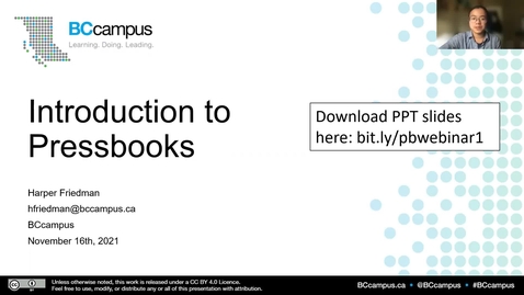 Thumbnail for entry OER Production Series: Introduction to Pressbooks (Nov. 16, 2021)