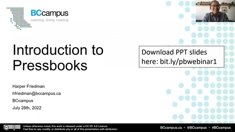 Thumbnail for entry OER Production Series: Introduction to Pressbooks (July 28, 2022)