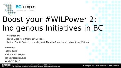 Thumbnail for entry ACE-WIL Boost your #WILPower 2: Indigenous Initiatives in BC (March 17,2020)