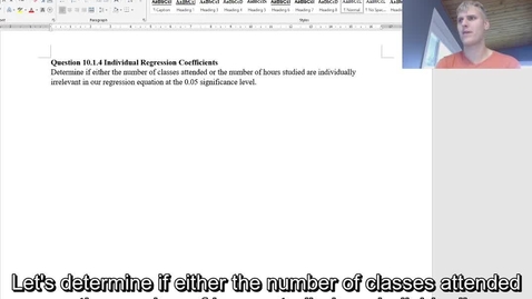 Thumbnail for entry Question 10.1.4 Individual Regression Coefficients
