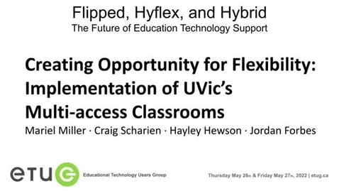 Thumbnail for entry 203. Creating Opportunity for Flexibility: Implementation of UVic’s Multi-access Classrooms